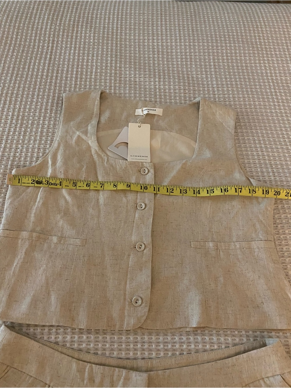 Commense High Waist Linen-Blend Shorts and Vest in Beige Cream NWT - Picture 5 of 11